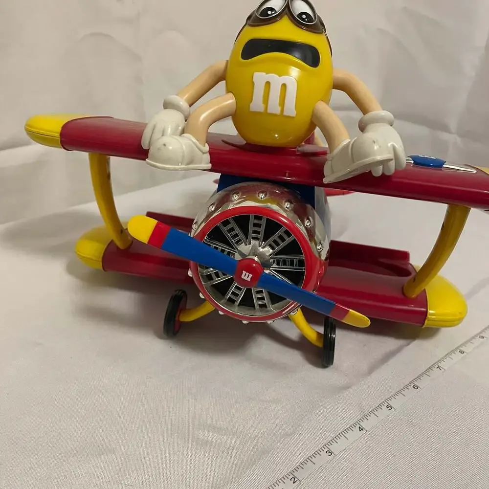 M&M's Aviator Barnstorming Plane‎ Collectible Candy Dispenser Red Yellow Toy